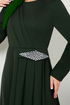 The Stone Detailed Hijab Dress 5022SL890 Emerald - Thumbnail