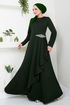 The Stone Detailed Hijab Dress 5022SL890 Emerald - Thumbnail