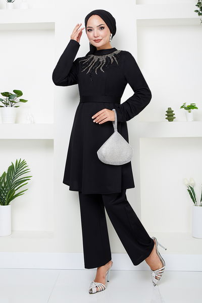 MRV D.V.L. - The Stone Detailed Hijab Team 282DVL897-M Black