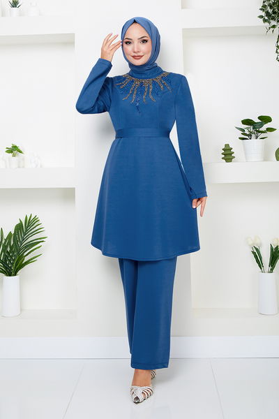 MRV D.V.L. - The Stone Detailed Hijab Team 282DVL897-M Indigo