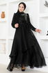 Tüll Abendkleid END5594 Schwarz - Thumbnail