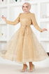 Tüll Abendkleid YGS6421 Gold - Thumbnail