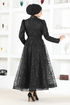 Tüll Abendkleid YGS6421 Schwarz - Thumbnail