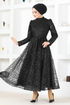 Tüll Abendkleid YGS6421 Schwarz - Thumbnail