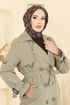 Trenchcoat 040OZT1013-MS Almond Green - Thumbnail