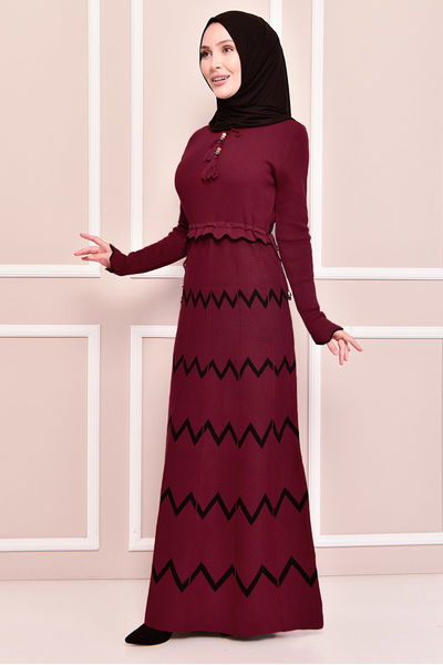 KLC - Triko Elbise Bordo KLC8256