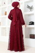 Tulle Dress DMN4499 Burgundy - Thumbnail