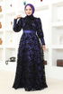 Tulle Evening dress ASM2679 Navy blue - Thumbnail