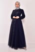 Tulle Evening dress Navy blue ASM2457 - Thumbnail