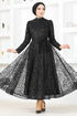 Tulle Evening dress YGS6421 Black - Thumbnail