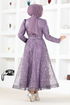 Tulle Evening dress YGS6421 Lilac - Thumbnail