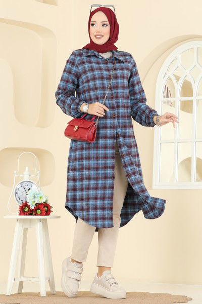 K.T.R. - Tunic 3068KTR750-MS Burgundy & Blue