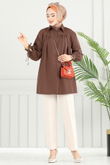 P.R.M. - بلوز بني غامق 4101PM271-MS