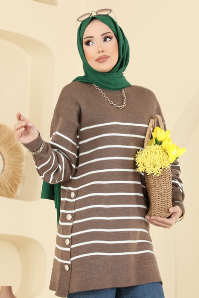 A.Y.D. - Tuniği Çizgili Triko Tunik 2751AYD574-MS Koyu Vizyon - 406916