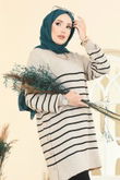 A.Y.D. - Tuniği Çizgili Triko Tunik 2751AYD574-MS Taş