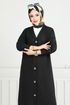 V Collared Linen Cap 1839LNA1042-M Black - Thumbnail