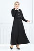 V Collared Skirted Team 152HBS932-M Black - Thumbnail