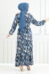 Vague À Motifs Viscose Robe Numéro de pièce 825OZR1047-M Huile - Thumbnail