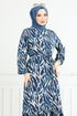 Vague À Motifs Viscose Robe Numéro de pièce 825OZR1047-M Huile - Thumbnail