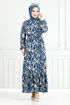Vague À Motifs Viscose Robe Numéro de pièce 825OZR1047-M Huile - Thumbnail