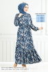 Vague À Motifs Viscose Robe Numéro de pièce 825OZR1047-M Huile - Thumbnail