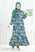 Vague À Motifs Viscose Robe Numéro de pièce 825OZR1047-M Vert - Thumbnail