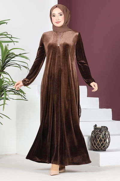 ASM - Velours Robe LM2635 Marron