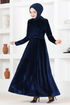 Velours Robe LM2653 Bleu marine - Thumbnail