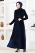 Velours Robe LM2653 Bleu marine - Thumbnail