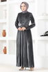 Velours Robe LM2653 Gris - Thumbnail