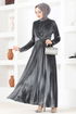 Velours Robe LM2653 Gris - Thumbnail