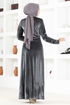 Velours Robe LM2653 Gris - Thumbnail