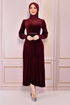 Velvet Dress Burgundy ASM2533 - Thumbnail