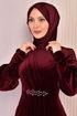 Velvet Dress Burgundy ASM2533 - Thumbnail