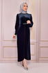 Velvet Dress Navy blue ASM2533 - Thumbnail