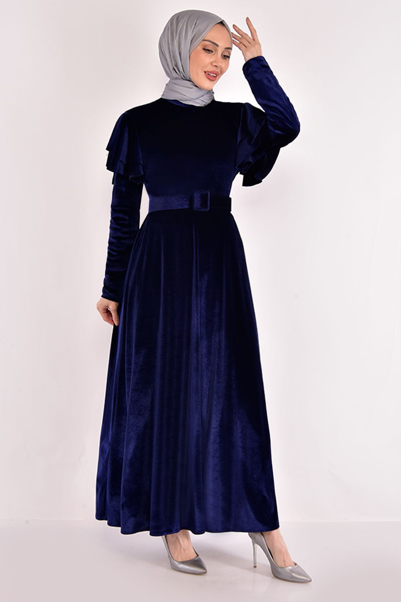 Dark blue hotsell velvet dress