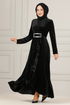 Velvet Evening dress ASM2634 Black - Thumbnail