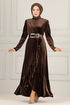 Velvet Evening dress ASM2634 Brown - Thumbnail