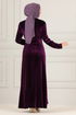 Velvet Evening dress ASM2634 Damson - Thumbnail