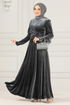 Velvet Evening dress ASM2640 Anthracite - Thumbnail