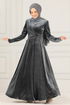 Velvet Evening dress ASM2640 Anthracite - Thumbnail