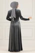 Velvet Evening dress ASM2640 Anthracite - Thumbnail