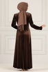 Velvet Evening dress ASM2640 Brown - Thumbnail