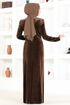 Velvet Evening dress Brown ASM2407 - Thumbnail