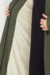 Vertraulich Mit Reißverschluss Innen Pelz Trenchcoat MSS0818-M Khaki - Thumbnail