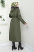 Vertraulich Mit Reißverschluss Innen Pelz Trenchcoat MSS0818-M Khaki - Thumbnail