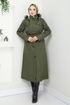 Vertraulich Mit Reißverschluss Innen Pelz Trenchcoat MSS0818-M Khaki - Thumbnail