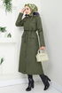 Vertraulich Mit Reißverschluss Innen Pelz Trenchcoat MSS0818-M Khaki - Thumbnail