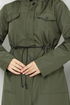 Vertraulich Mit Reißverschluss Innen Pelz Trenchcoat MSS0818-M Khaki - Thumbnail