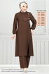 Von der Seite Knopfleiste Hijab Team 4075PM1063-M Kaffee - Thumbnail